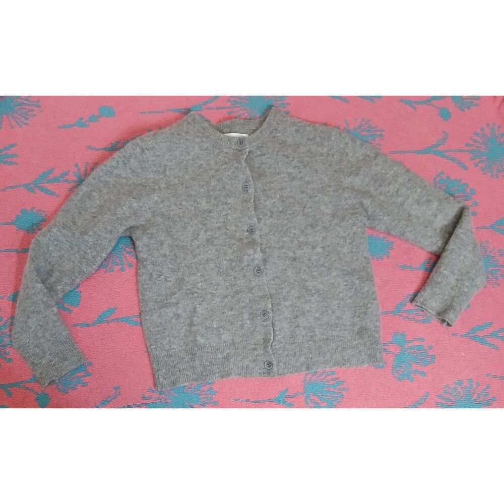 Samsoe samsoe womens large alpaca wool cardigan sweater gray boxy cropped